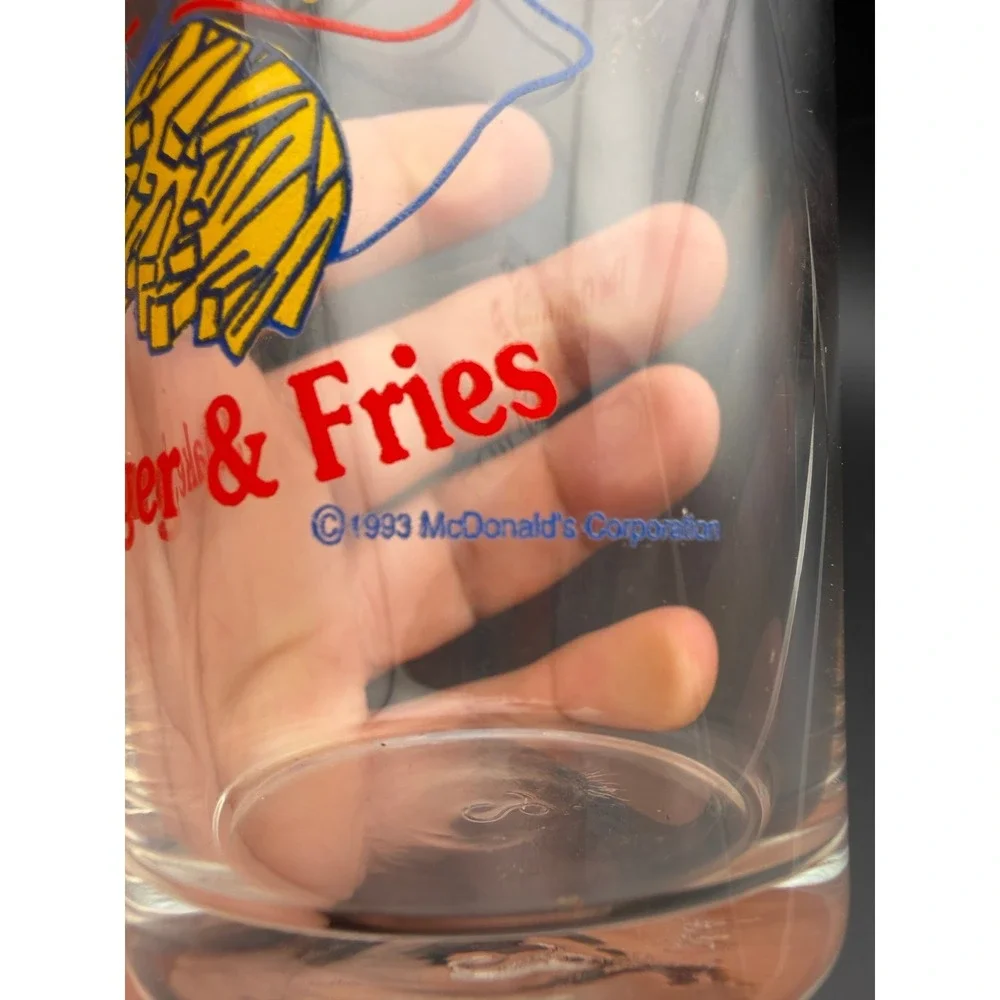 Vintage 1993 McDonalds The Original Shake Burger Fries Glass Collector Tumbler